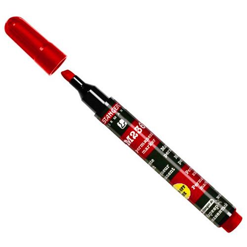 Маркер перманентный Stanger M236, клиновидный наконечник 0,5-4 мм, красный, цена за штуку / Маркеры перманентные нестираемые №2