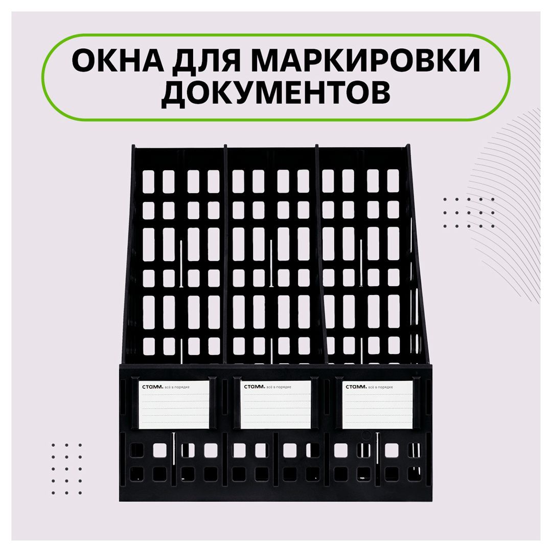 Лоток секционный вертикальный Стамм, 3 секции, черный / Лотки секционные №4