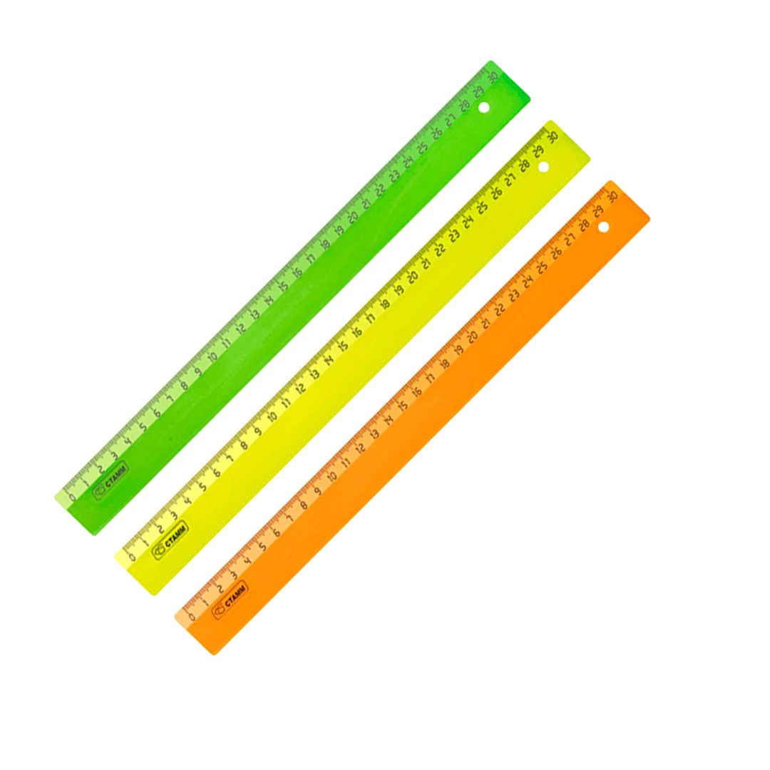 Сызғыш Стамм "Neon", ұзындығы 30 см, пластик, ассорти, баға бір дана үшін / Сызғыштар