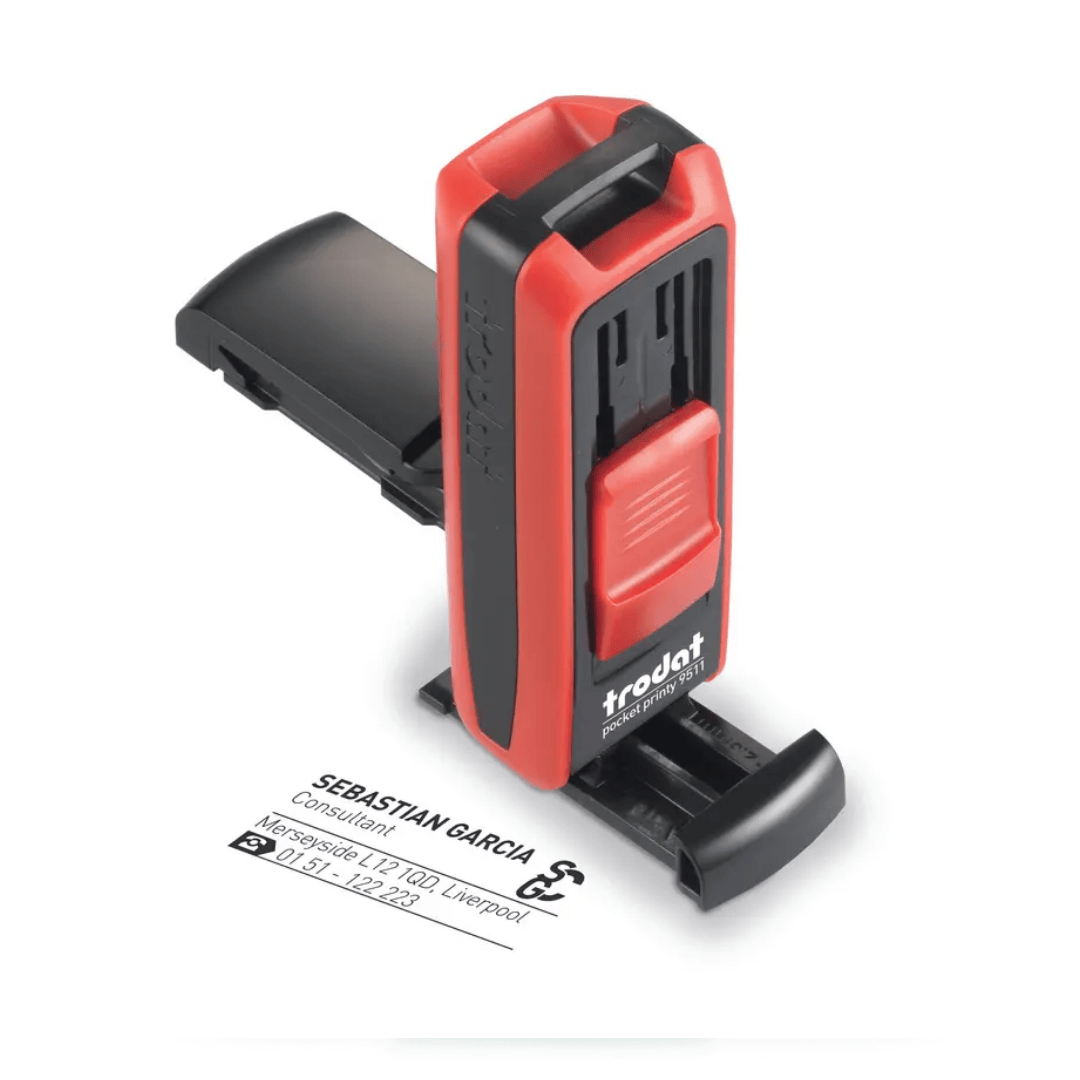 Қалта жарағы Trodat Mobile Printy, қызыл, қара, көк, клише өлшемі 38*14 мм / Қалта мөртаңбалары №4