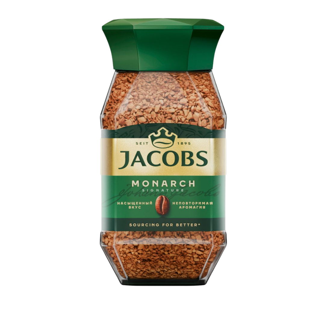 Ерігіш кофе Jacobs Monarch, 190 гр, шыны ыдыста / Ерігіш кофе