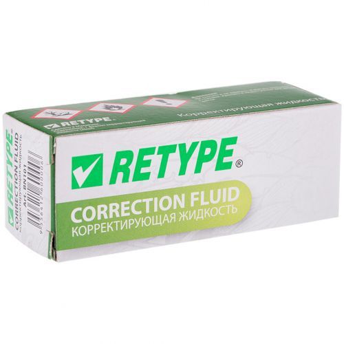 Корректирующая жидкость Retype, 20 мл, на спиртовой основе, с кисточкой / Корректирующая жидкость №3