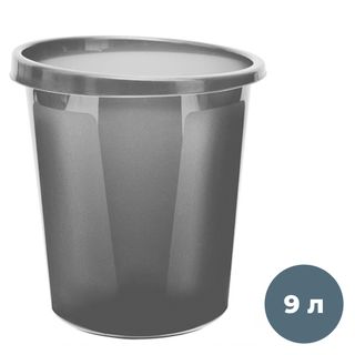 Корзина для бумаг Стамм, объем 9 л, цельная, серая / Корзины для бумаг