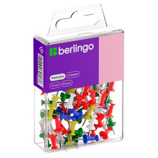 Күштік батырмалар Berlingo, пластик, ассорти, 50 дана/қапт / Тығын тақтаға арналған батырмалар, түйреуіштер