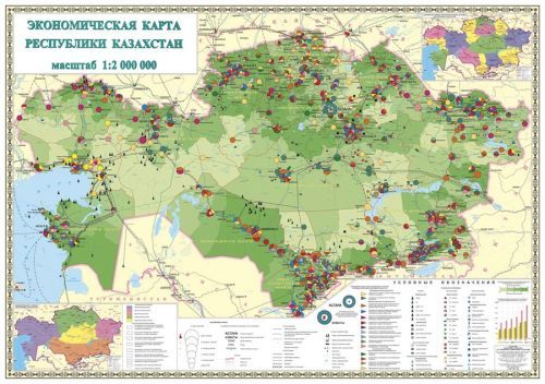 Карта "Экономическая РК", масштаб 1:2 000 000, 1120*1570 мм, не ламинированная / null