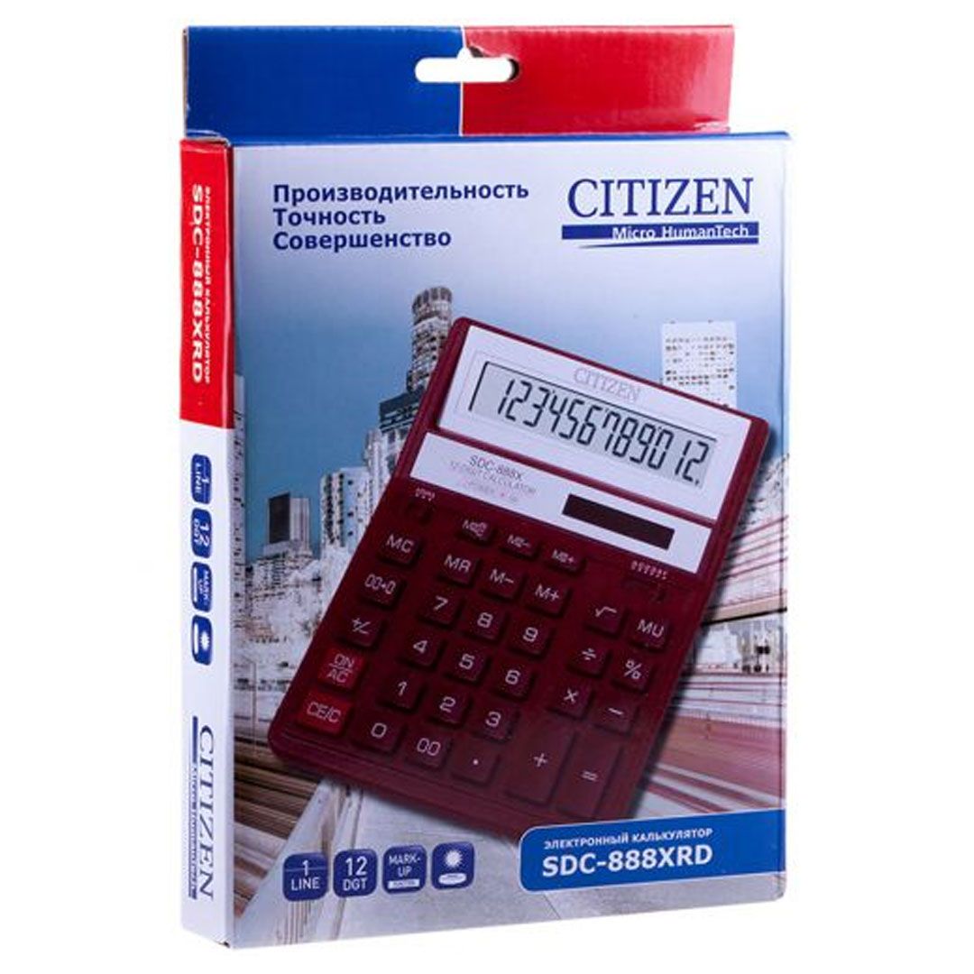 Калькулятор настольный Citizen SDC-888XRD, 12 разрядов, 203*158*31 мм / Калькуляторы настольные №3