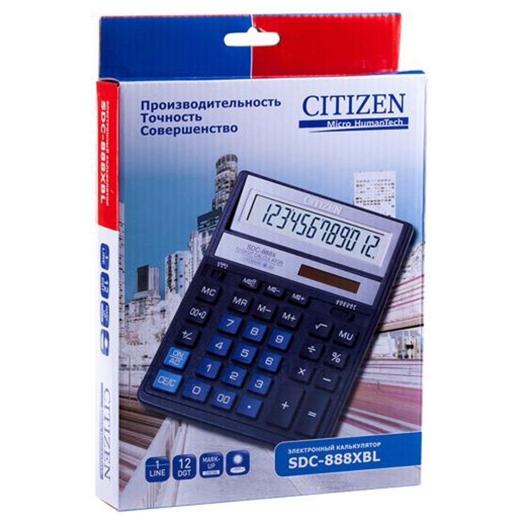 Калькулятор настольный Citizen SDC-888XBL, 12 разрядов, 203*158*31 мм / Калькуляторы настольные №3