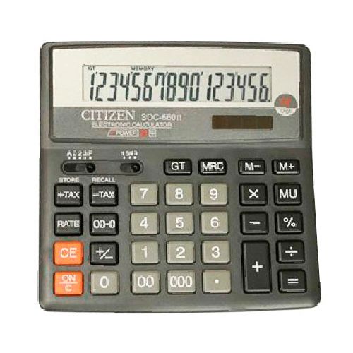 Калькулятор настольный Citizen SDC-660II, 16 разрядов, 159*156*32 мм / Калькуляторы настольные