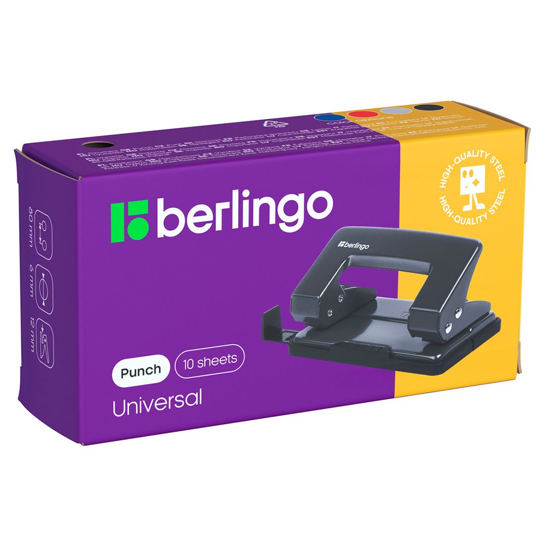 Дырокол на 10 листов Berlingo, металлический, ассорти / Дыроколы до 10 листов №2