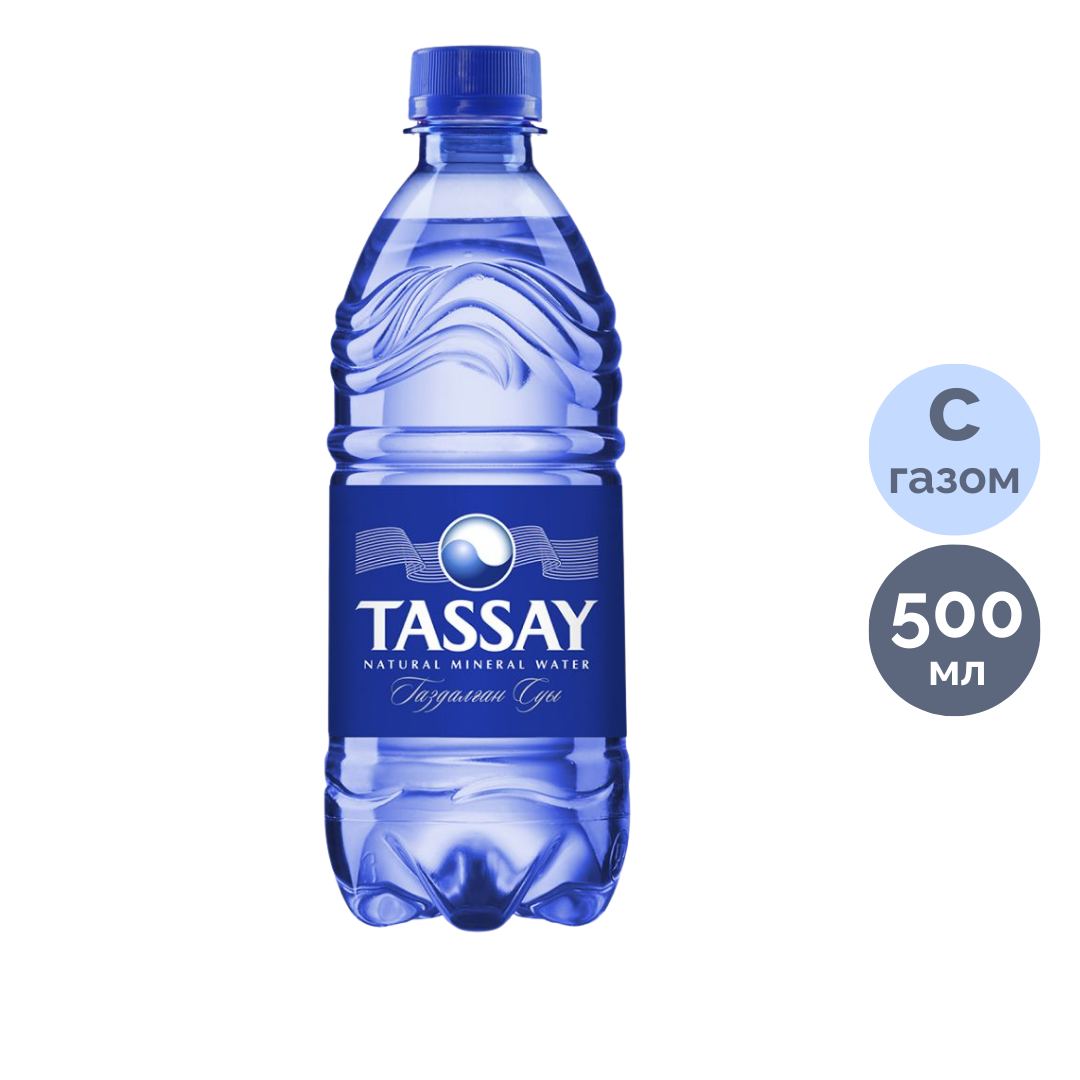 Вода газированная питьевая "Tassay", 0,5 л, пластиковая бутылка / Вода питьевая №2