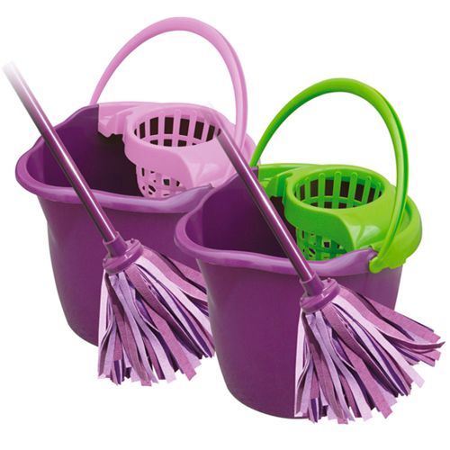 Набор ведро с отжимом + насадка York "Mop Set", 12 литров, пластик, розовый / Ведра №2