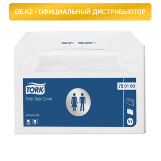 Покрытия на унитаз Tork "Advanced. V1", сложение 1/2, 36*42,5 см, 250 шт/упак, белые / Покрытия на унитаз