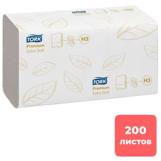 Қағаз сүлгілер Tork Premium, 200 дана, 2 қабатты, 23*23 см, ZZ-бүктелу, ақ / Диспенсерлерге арналған сүлгілер