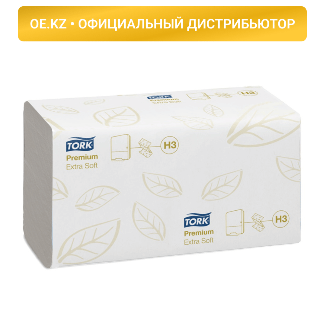 Қағаз сүлгілер Tork Premium, 200 дана, 2 қабатты, 23*23 см, ZZ-бүктелу, ақ / Диспенсерлерге арналған сүлгілер