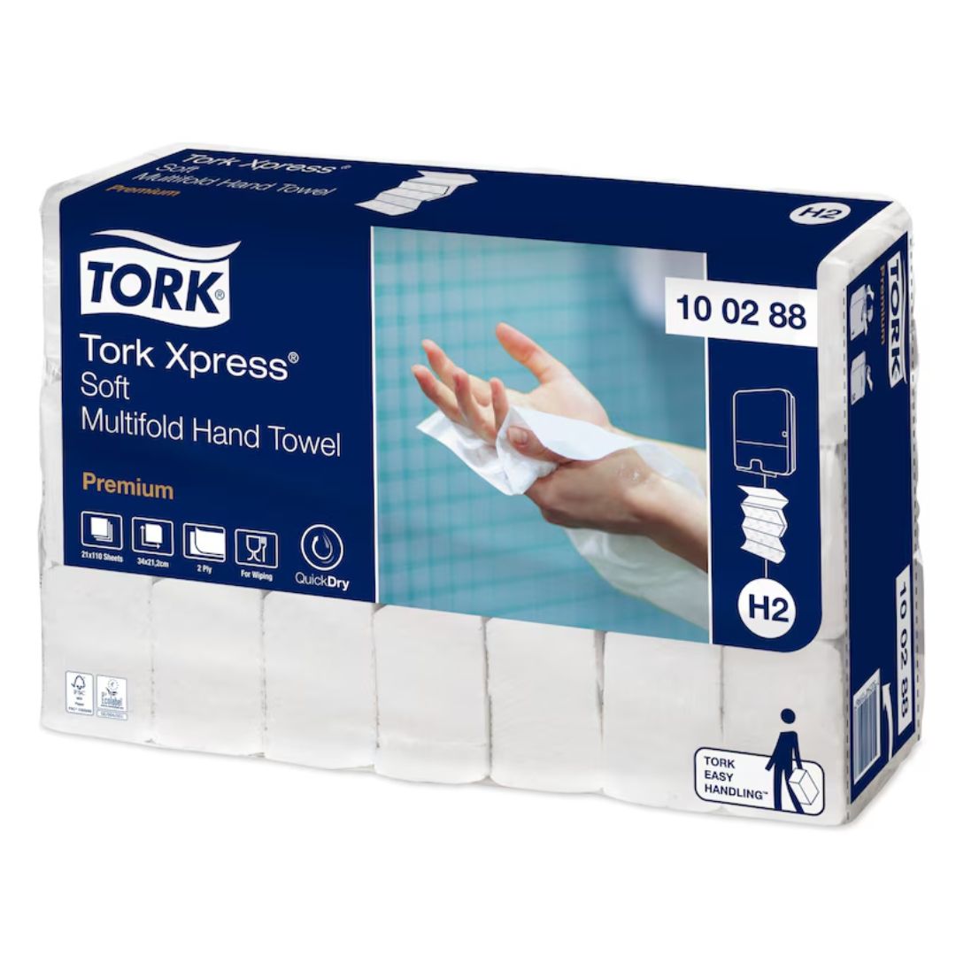 Полотенца бумажные Tork Premium, 110 шт, 2-х слойные, 21*34 см, Interfold, белые / Полотенца для диспенсеров №2 oe.kz Полотенца бумажные Tork Premium, 110 шт, 2-х слойные, 21*34 см, Interfold, белые / Полотенца для диспенсеров №2