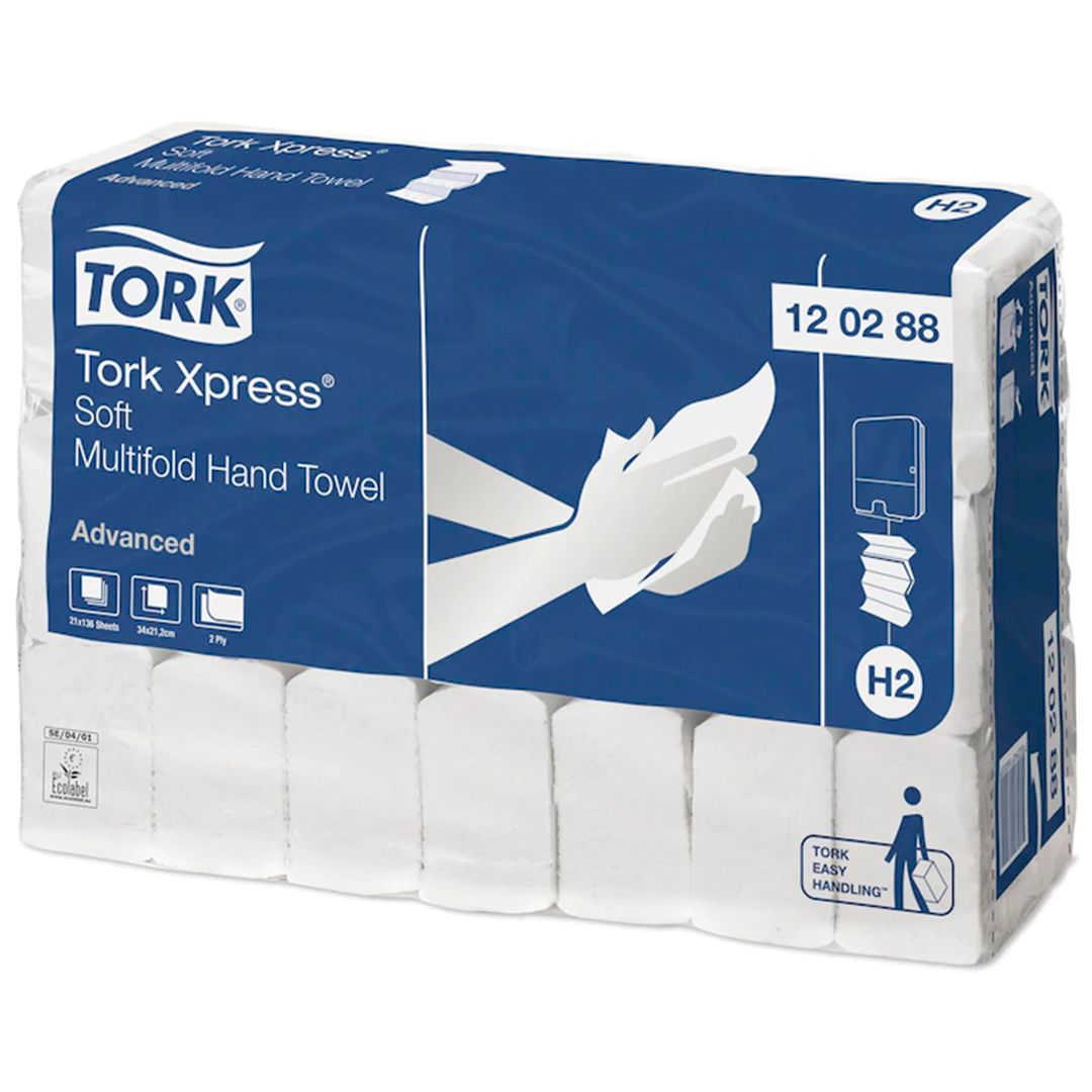 Полотенца бумажные Tork Advanced, 136 шт, 2-х слойные, 21*34 см, Multifold, белые / Полотенца для диспенсеров №2