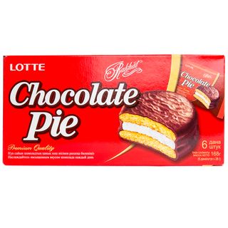 Бисквит Lotte "Chocolate-Pie", 168 гр, 6 штук в коробке / Печенье, вафли, крекеры