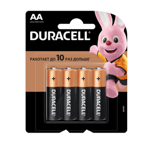 Батарейки Duracell пальчиковые AA LR6/MN1500, 1.5 V, 4 шт./уп., цена за упаковку / Батарейки