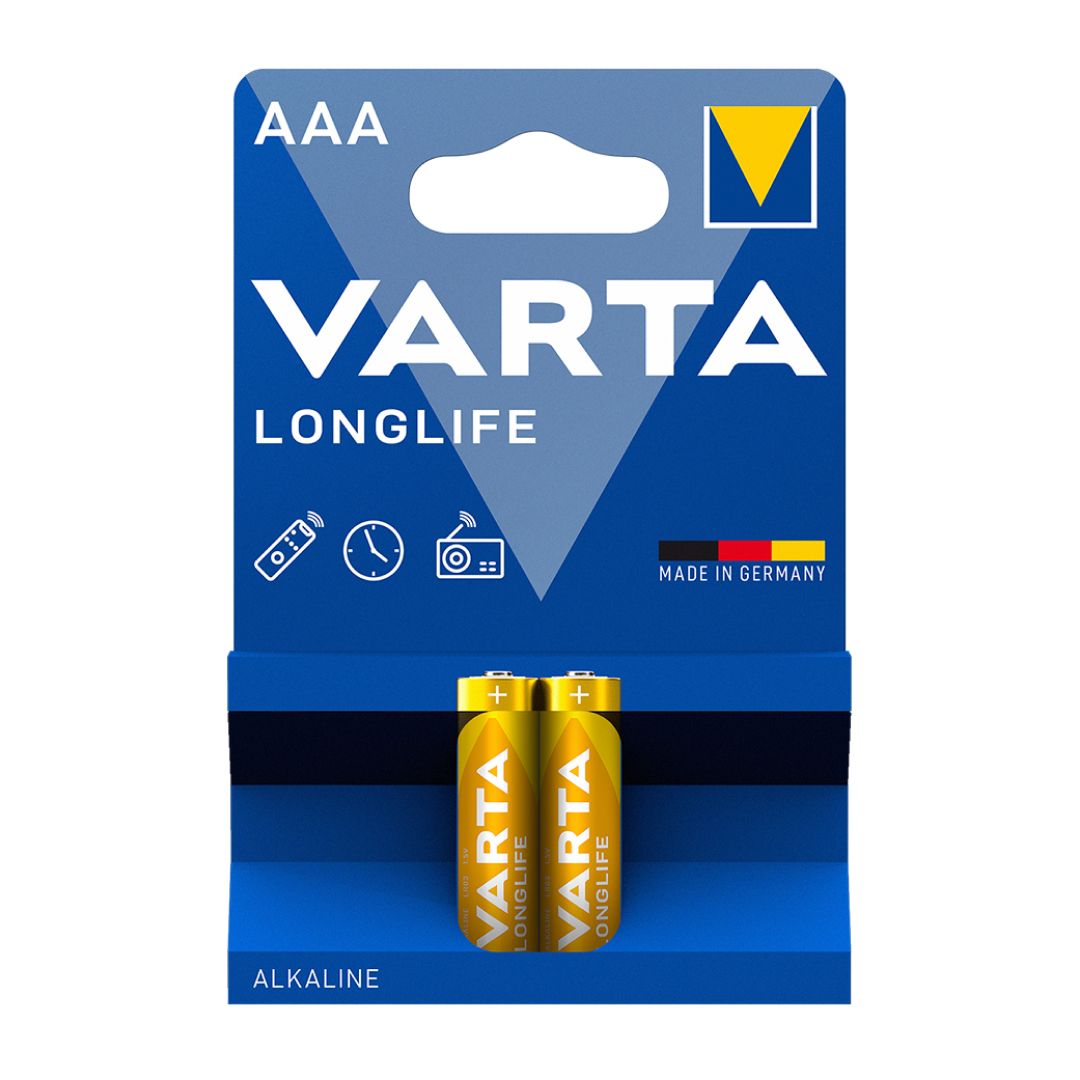 Батарейки Varta LONGLIFE Micro мизинчиковые AAA LR03, 1.5V, 2 шт./уп, цена за упаковку