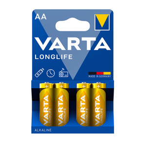 Батарейки Varta LONGLIFE Mignon пальчиковые AA LR06, 1.5V, 4 шт./уп, цена за упаковку / Батарейки