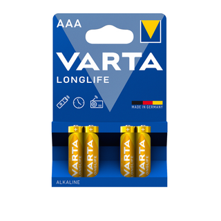 Батарейки Varta LONGLIFE Micro мизинчиковые AAA LR03, 1.5V, 4 шт./уп, цена за упаковку / Батарейки