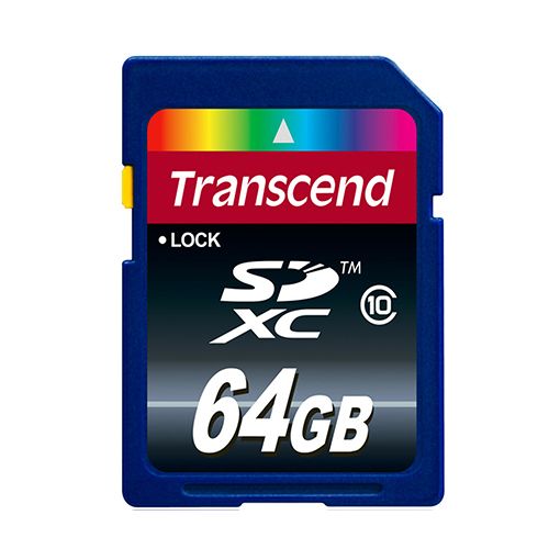 Карта памяти 64 Gb, Transcend, SDXC, 10 класс скорости / Карты памяти