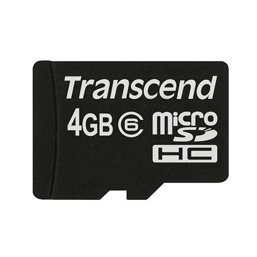 Карта памяти 4 Gb, Transcend, micro SDHC, 6 класс скорости, без адаптера / Карты памяти