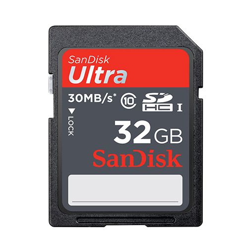 Карта памяти 32 Gb, SanDisk, SDHC, UHS-1 10 класс скорости / Карты памяти