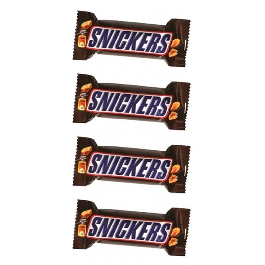 Шоколадные батончики Snickers Мультипак, 4 шт/упак, 160 гр