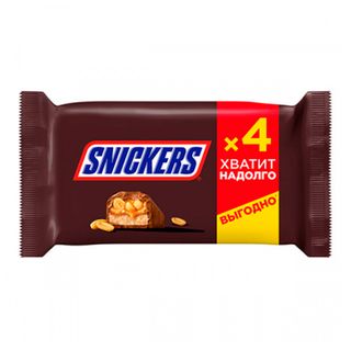 Шоколадты батончиктер Snickers Мультипак, 4 дана/қапт, 160 гр / Шоколад