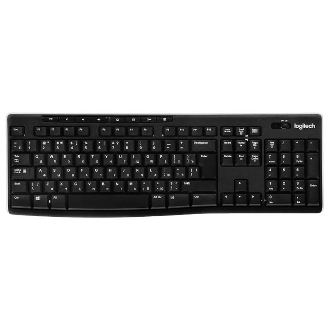 Клавиатура беспроводная Logitech K270, ENG/RUS, 8 дополнительных клавиш, черная / Клавиатуры беспроводные
