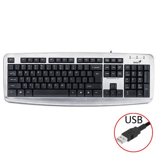 Keyboard KB-110X, USB, eng/rus/kaz , CB, Silver, Genius.