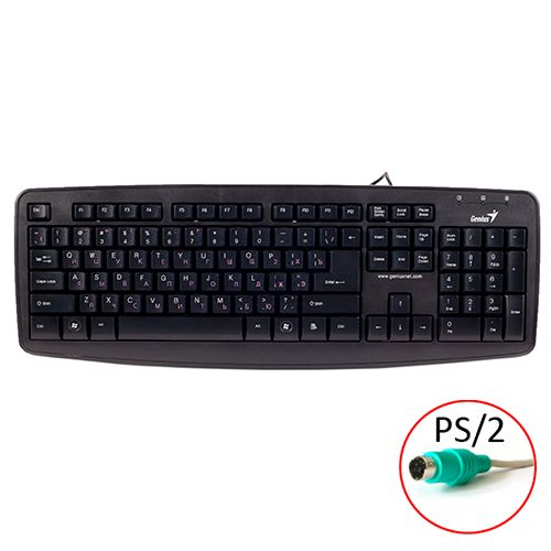 Keyboard KB-110X, PS2, eng/rus/kaz , CB, black, Genius.