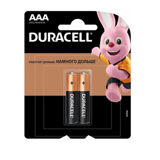 Батарейки Duracell мизинчиковые AAA LR03/MN2400, 1.5 V, 2 шт./уп., цена за упаковку / Батарейки