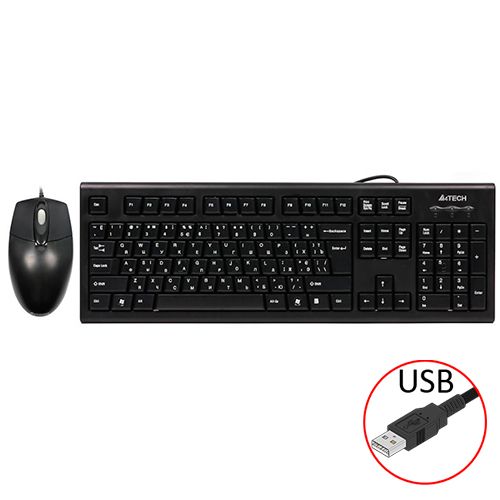 A4tech Клавиатура KRS-8572,проводной комплeкт(KRS85USB/Black+OP720USB/Black),USB,чёрный. / Клавиатуры беспроводные