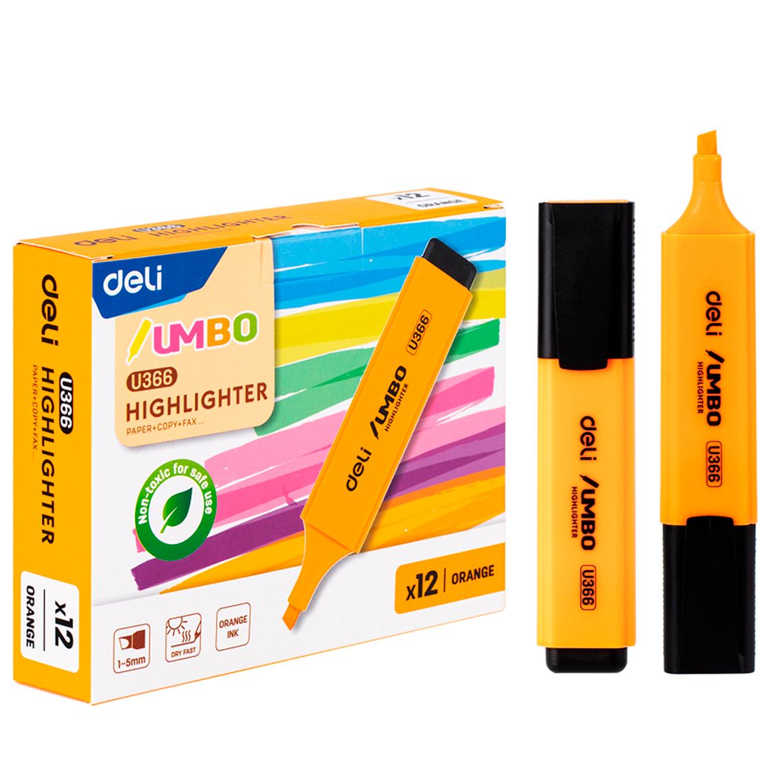Мәтін бөлектеуіш маркер Deli "U366", ұшы қиғаш 1-5 мм, қызғылт сары, баға бір дана үшін / Мәтін бөлектеуіштер №2