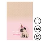 Қойын дәптер BG "Pugicorn", А5, 80 парақ, күңгірт ламинация, блок нүктеленген