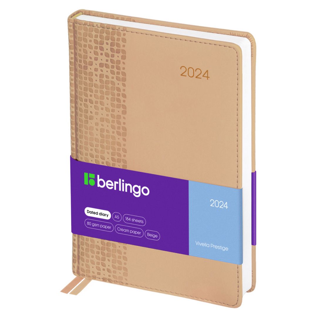 Ежедневник датированный Berlingo "Vivella Prestige", 2024 г., А5, 184 л., бежевый / Ежедневники датированные №4