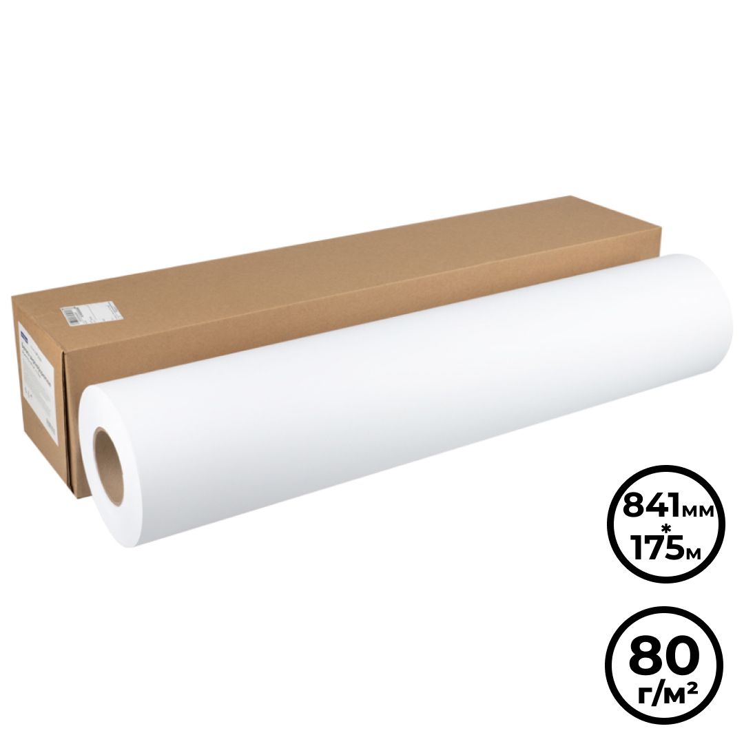 Бумага для плоттера OfficeSpace, 841 мм*175 м, 80 гр/м2, втулка - 76 мм / Бумага для плоттеров