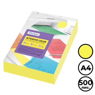 OfficeSpace "Intensive Color" қағазы, А4, 80 г/м2, 500 парақ, сары / Түрлі-түсті қағаздар