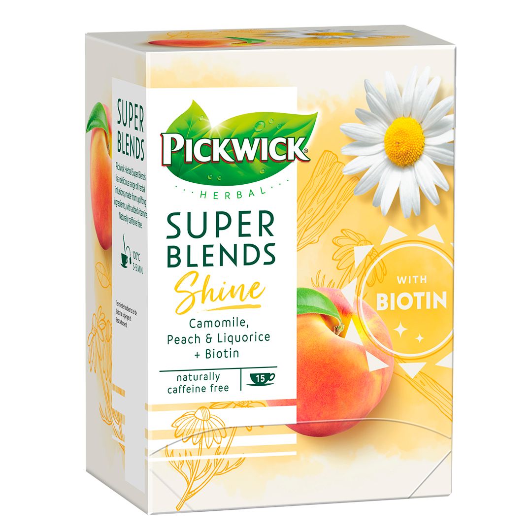 Чай Pickwick Super Blend Shine, травяной чай, c Биотином, 15 пакетиков / Чай пакетированный