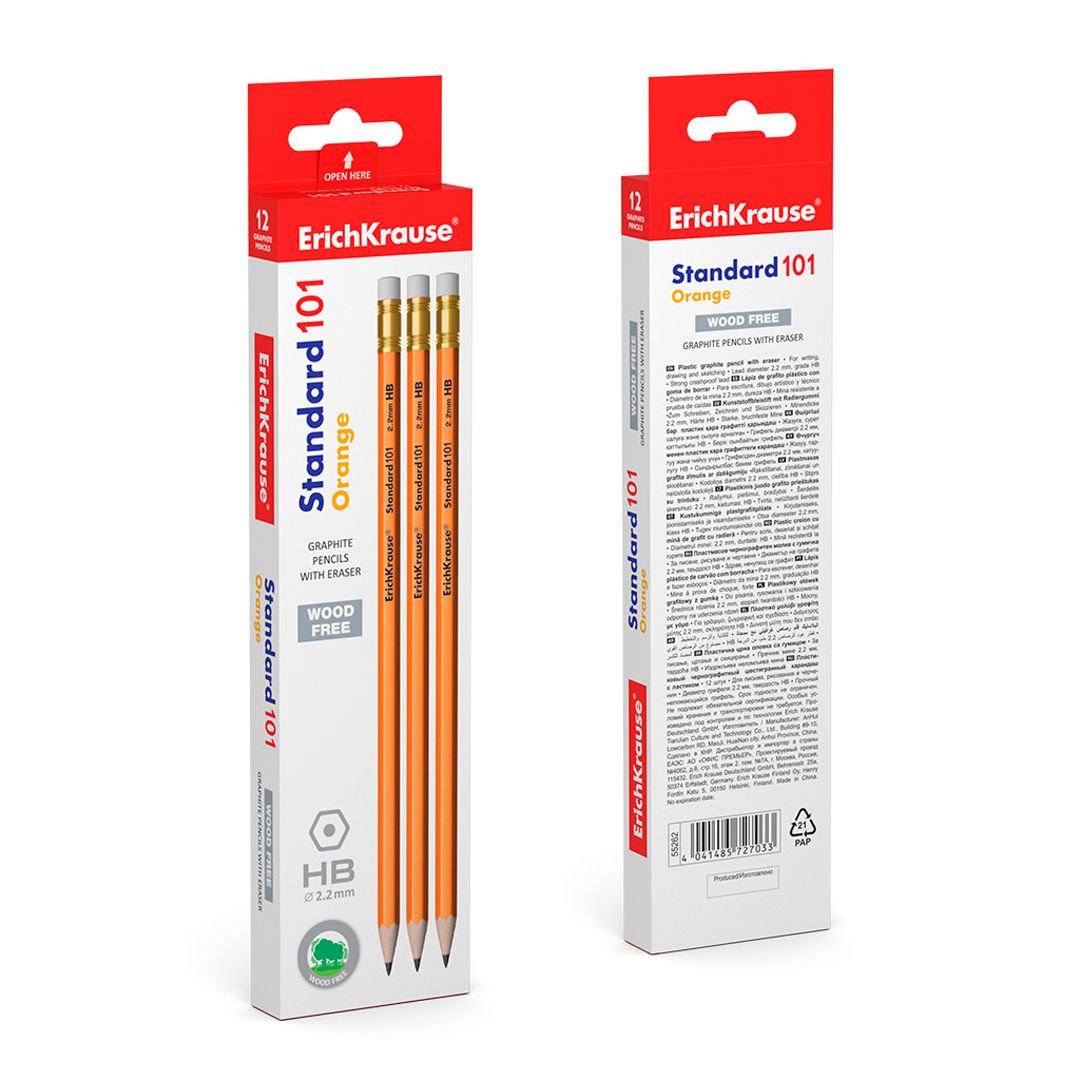 Купить Карандаш чернографитный Erich Krause "Standard 101 Orange" HB ...