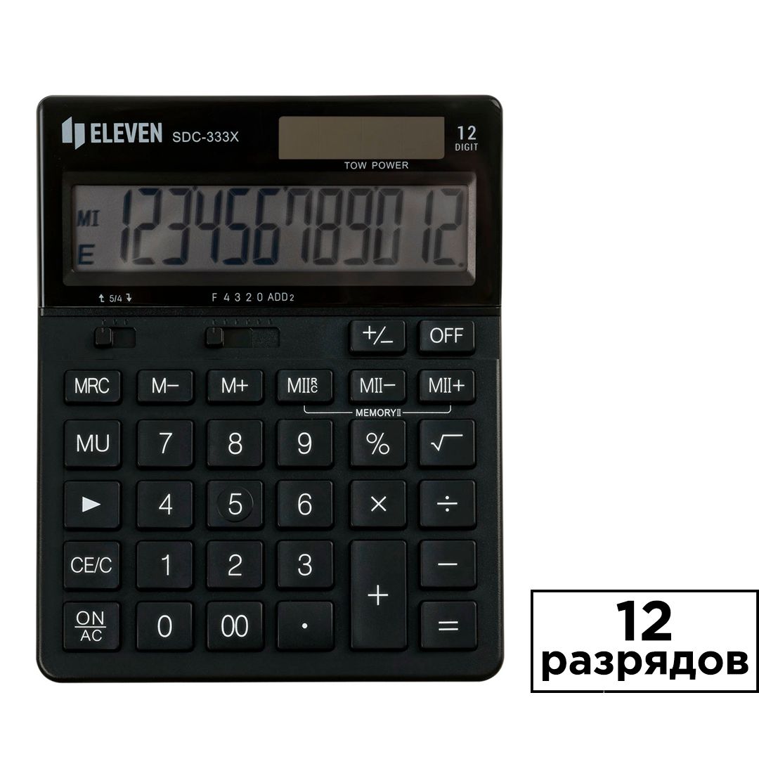 Үстел калькуляторы Eleven SDC-333X-BK, 12 разряд, 125*155*31 мм