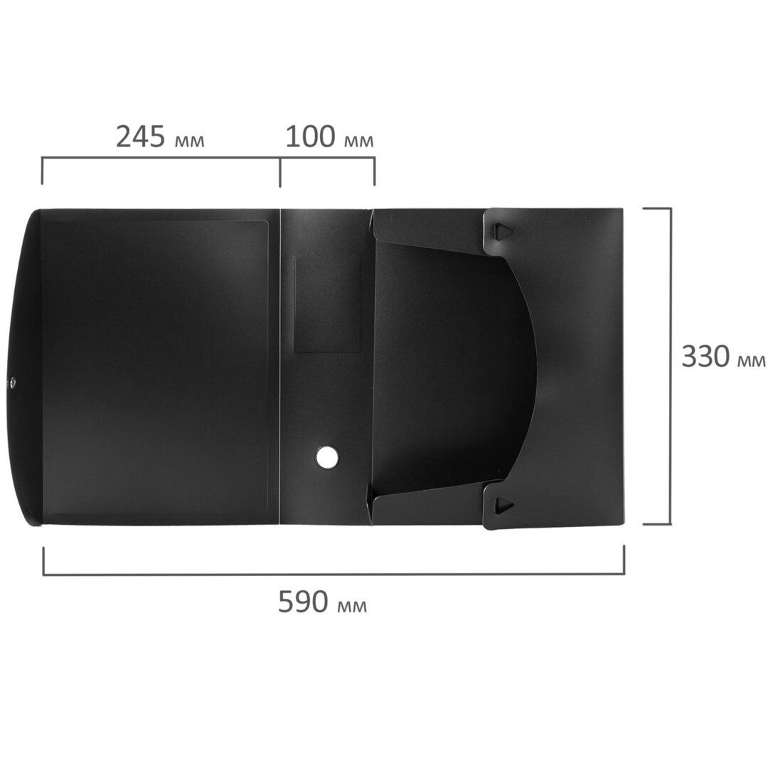 Архивный короб на кнопке Brauberg "Energy", 330*245*100 мм, разборный, пластик, черный