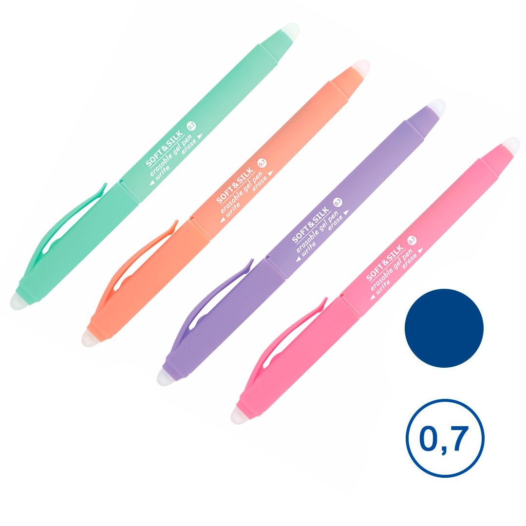 Ручка гелевая стираемая Brauberg "Soft&Silk Pastel", 0,7 мм, корпус ассорти, синяя / Ручки гелевые неавтоматические