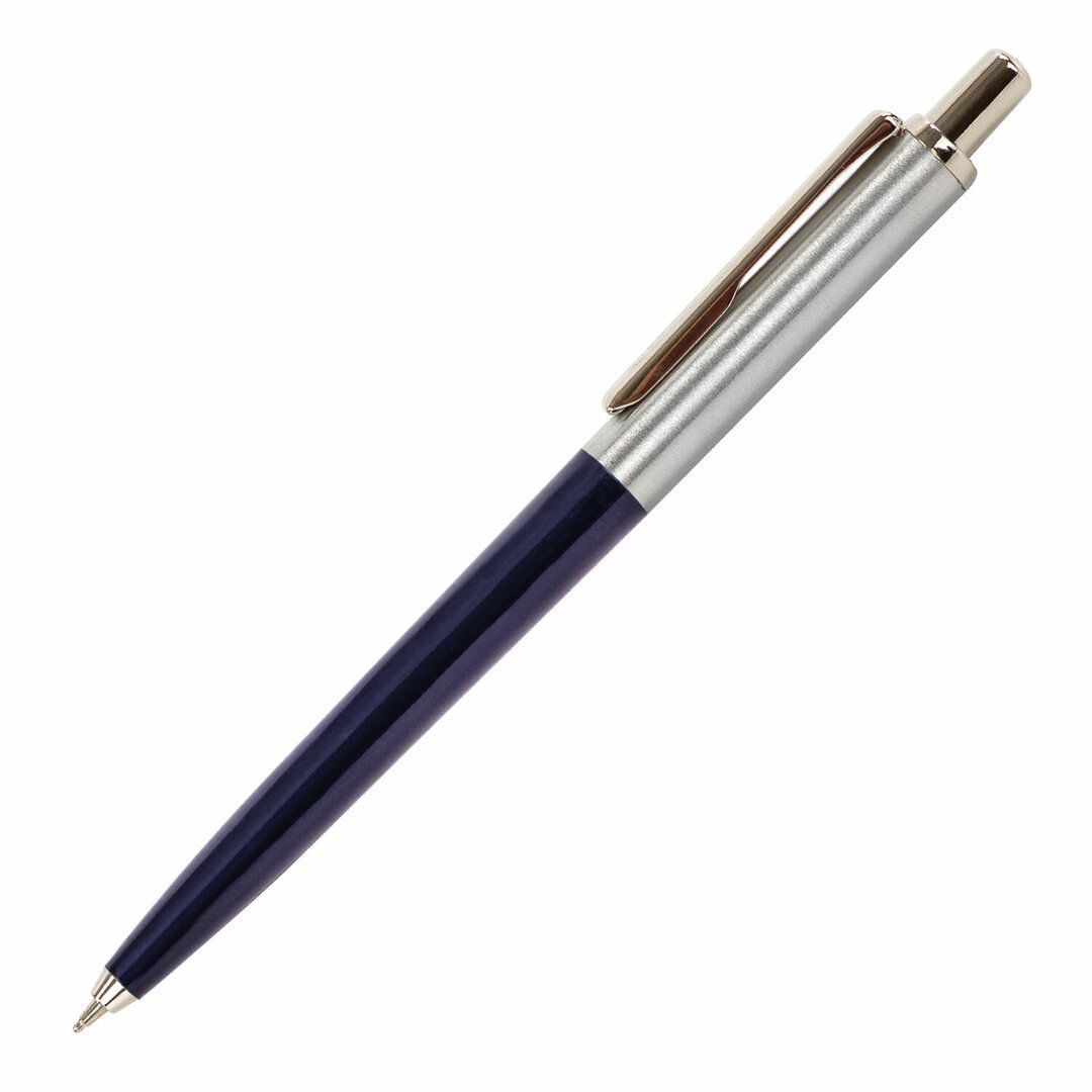Ручка шариковая Brauberg "Soprano", 1 мм, корпус серебристый с синим, синяя / Ручки премиум-класса №2