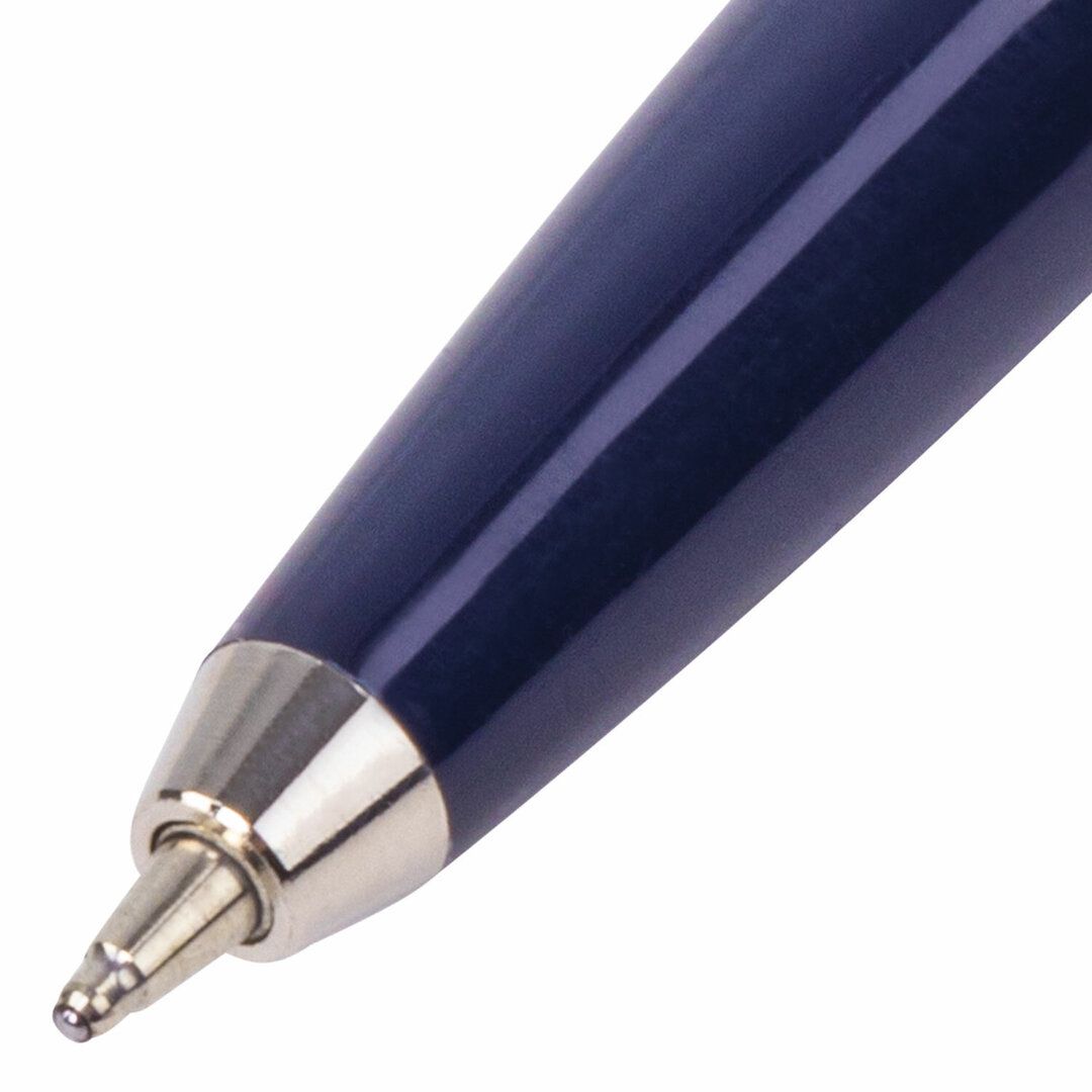Ручка шариковая Brauberg "Soprano", 1 мм, корпус серебристый с синим, синяя / Ручки премиум-класса №4