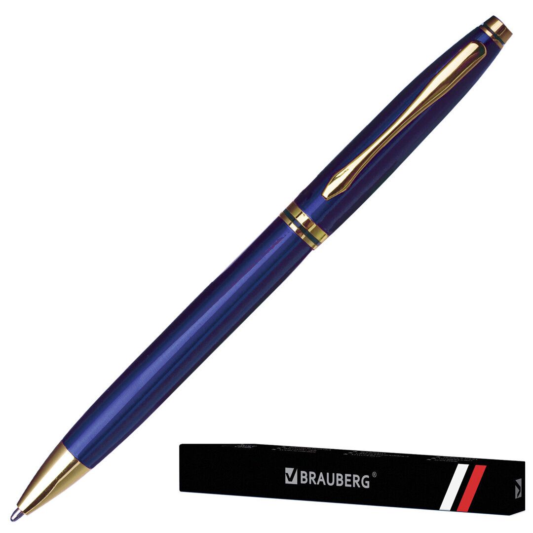 Ручка шариковая Brauberg "De Luxe Blue", 1 мм, синяя / Ручки премиум-класса №7