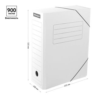 Мұрағаттық папка OfficeSpace, 100*253*325 мм, сыйымдылығы 900 парақ, резеңкеде, белая / Мұрағаттық қораптар және баулы папкалар