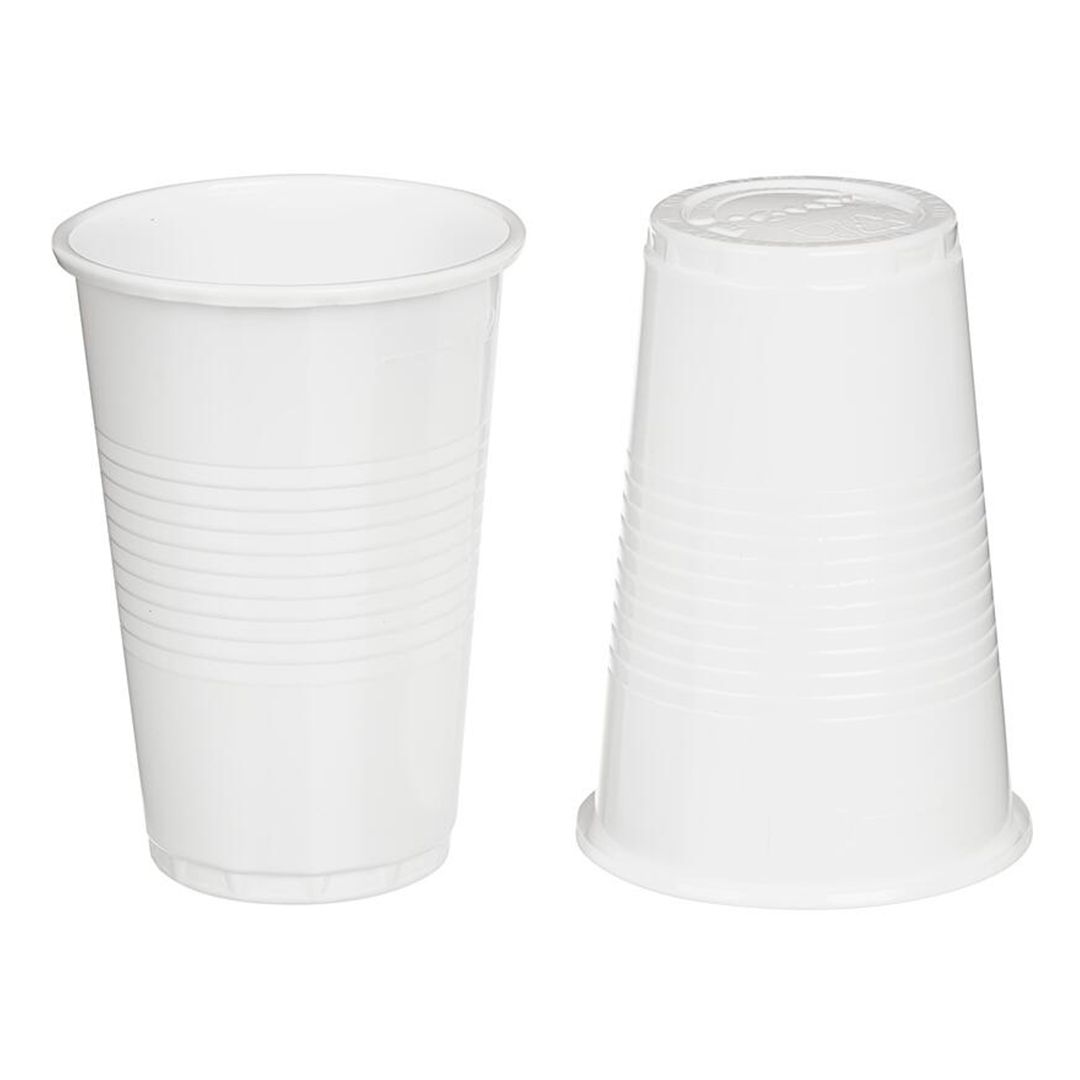 Бір реттік пластмасса стақандар Комус, 200 мл, ақ, 100 дана/қапт / Бір реттік ыдыстар №3